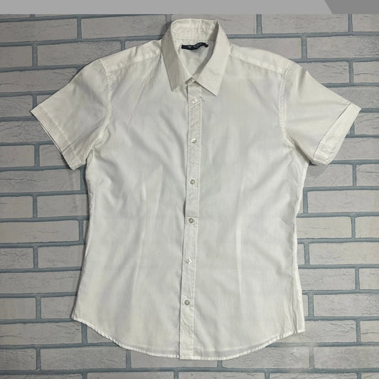 SMOG Slim Fit White Short Sleeve Button-Down Shirt 🤍|CHEST 21.5