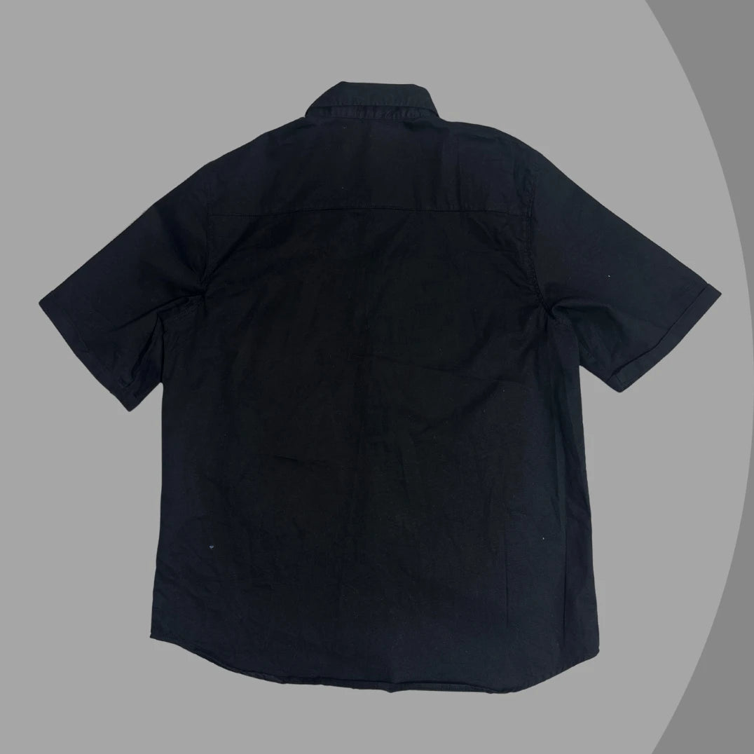 H&M Black Short Sleeve Button-Down Shirt with California State Logo|CHEST 19