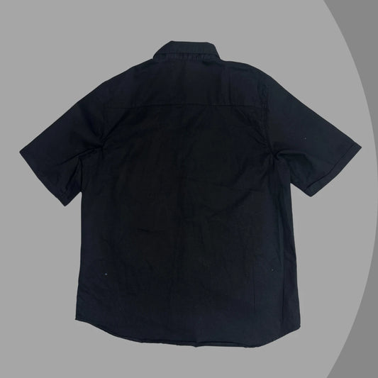 H&M Black Short Sleeve Button-Down Shirt with California State Logo|CHEST 19