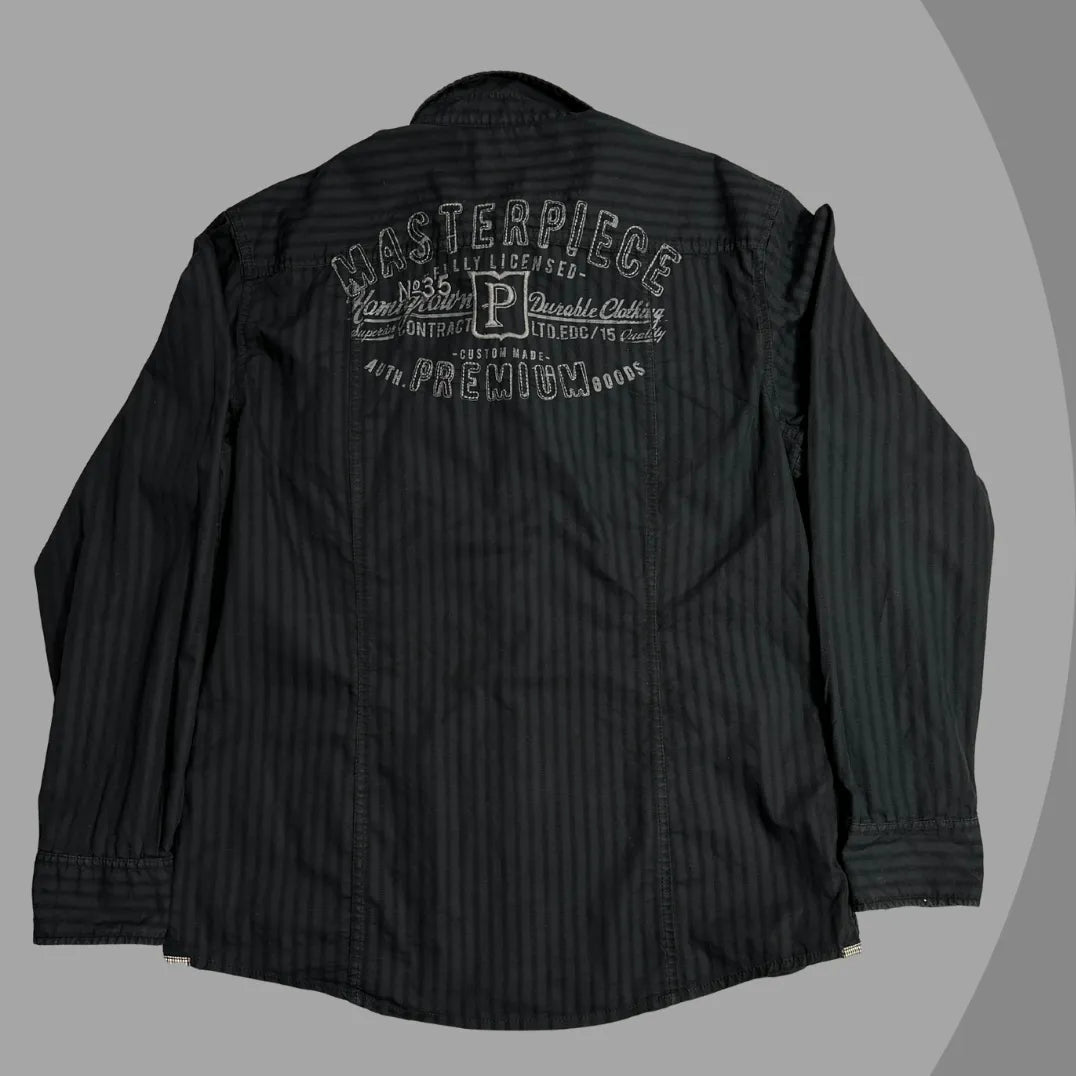 Premium Black Striped Casual Button-Down Shirt 🖤|CHEST 23(XL)