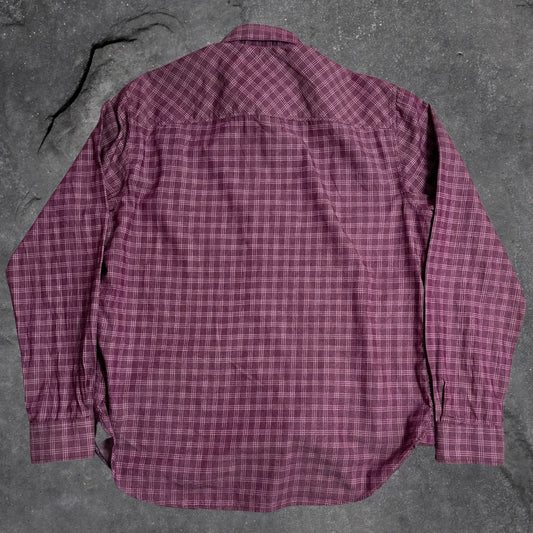 s Oliver Burgundy Checkered Casual Button-Down Shirt 🍷|CHEST 22(XL)