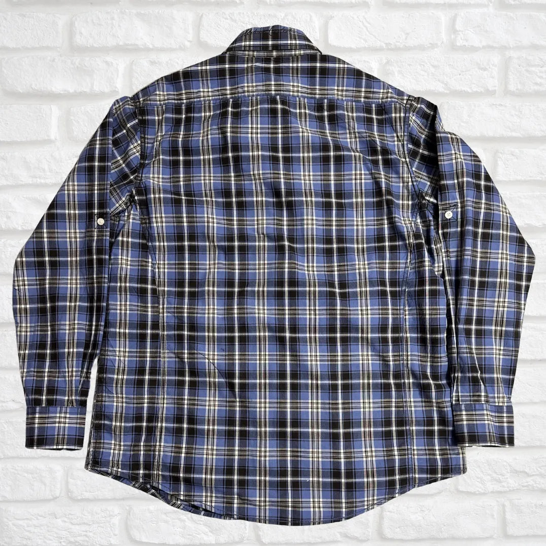 Authentic® Classic Blue & Black Checkered Casual Button-Down Shirt |CHEST 23(XL)