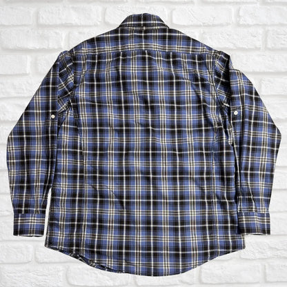 Authentic® Classic Blue & Black Checkered Casual Button-Down Shirt |CHEST 23(XL)