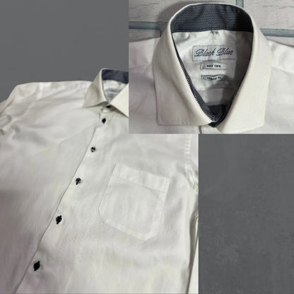 Black Blue® White Classic Easy-Care Button-Down Shirt 🤍|CHEST 21 (LARGE)