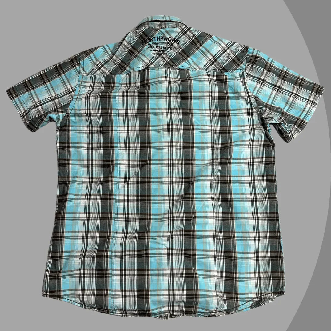 Reward Blue Plaid Short Sleeve Casual Button-Down Shirt 💙|CHEST 23 (XL)