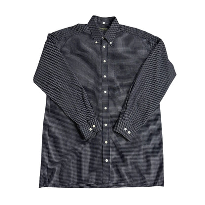 Black Mini Check Button-Down Shirt ⚫(XL)