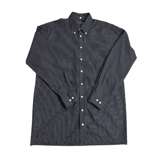 Black Mini Check Button-Down Shirt ⚫(XL)