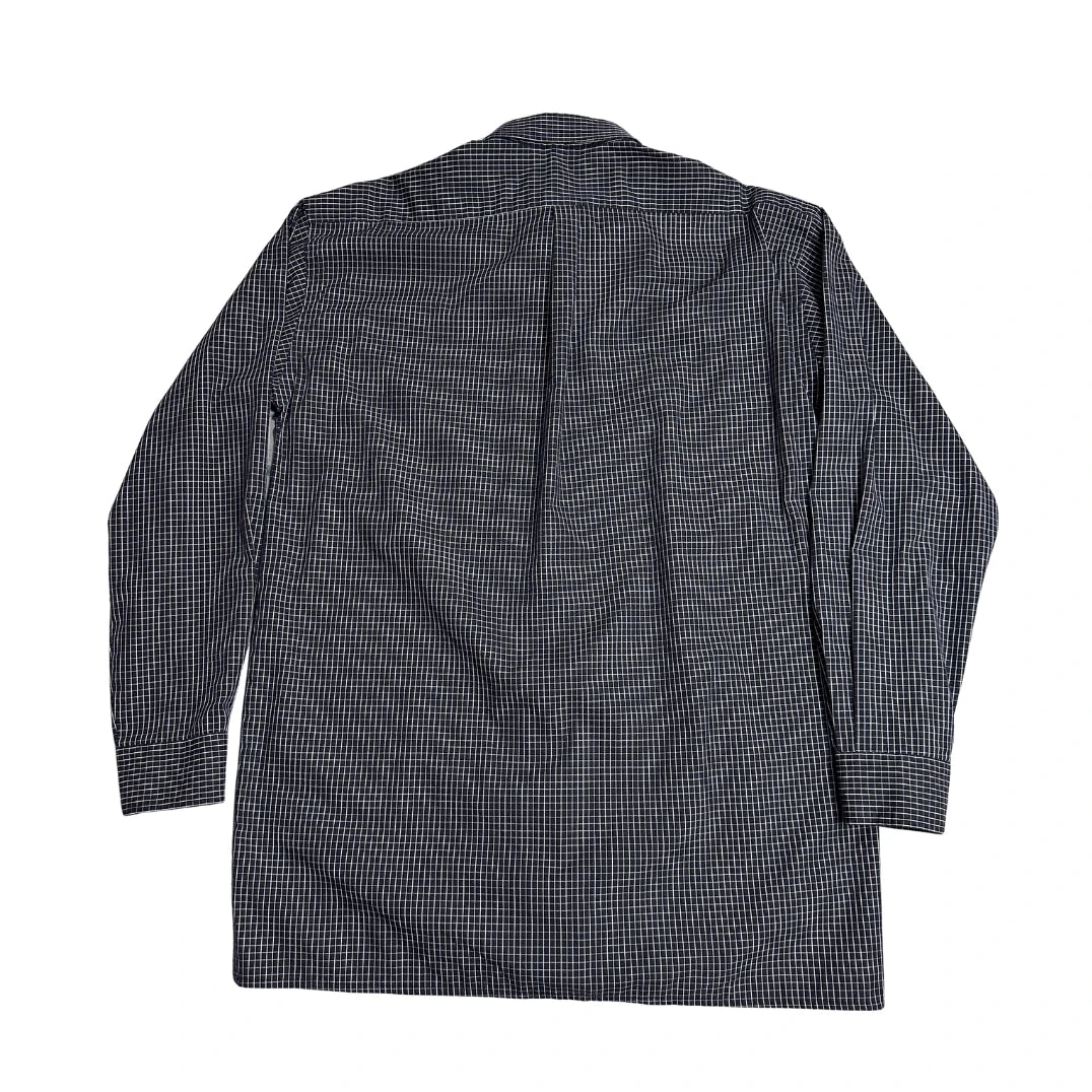 Black Mini Check Button-Down Shirt ⚫(XL)