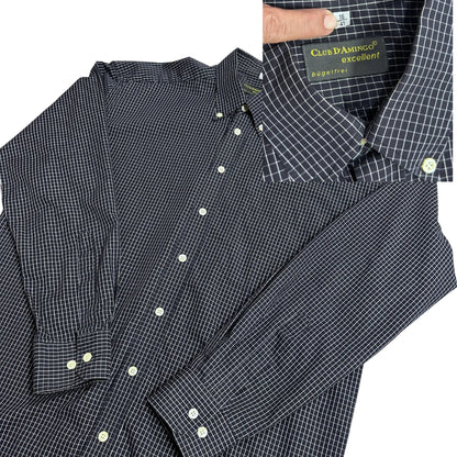Black Mini Check Button-Down Shirt ⚫(XL)