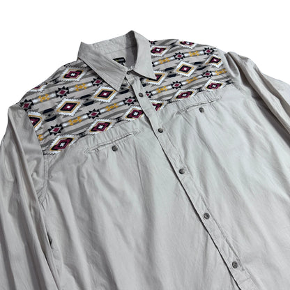 Beige Aztec Panel Casual Shirt 🤍(2XL)