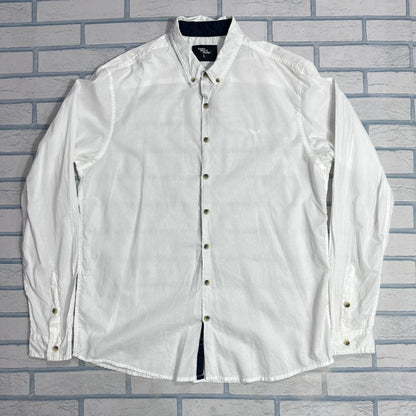 Cedar Wood® Classic White Button-Down Casual Shirt – Large