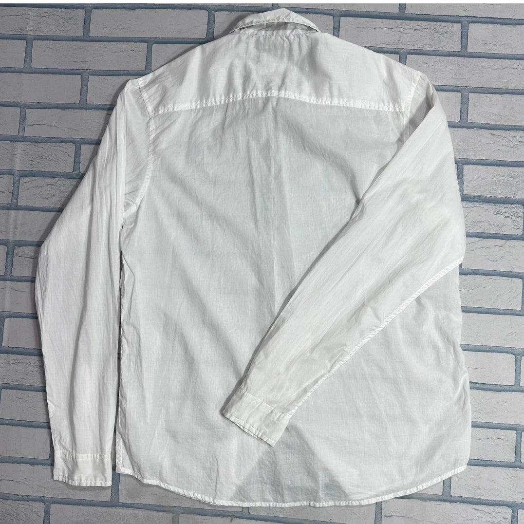 Cedar Wood® Classic White Button-Down Casual Shirt – Large