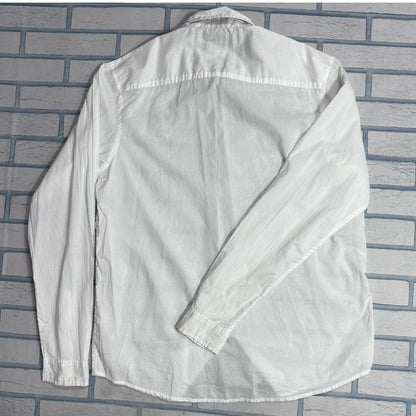 Cedar Wood® Classic White Button-Down Casual Shirt – Large