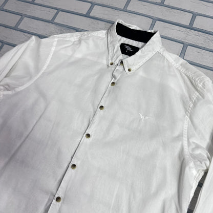 Cedar Wood® Classic White Button-Down Casual Shirt – Large