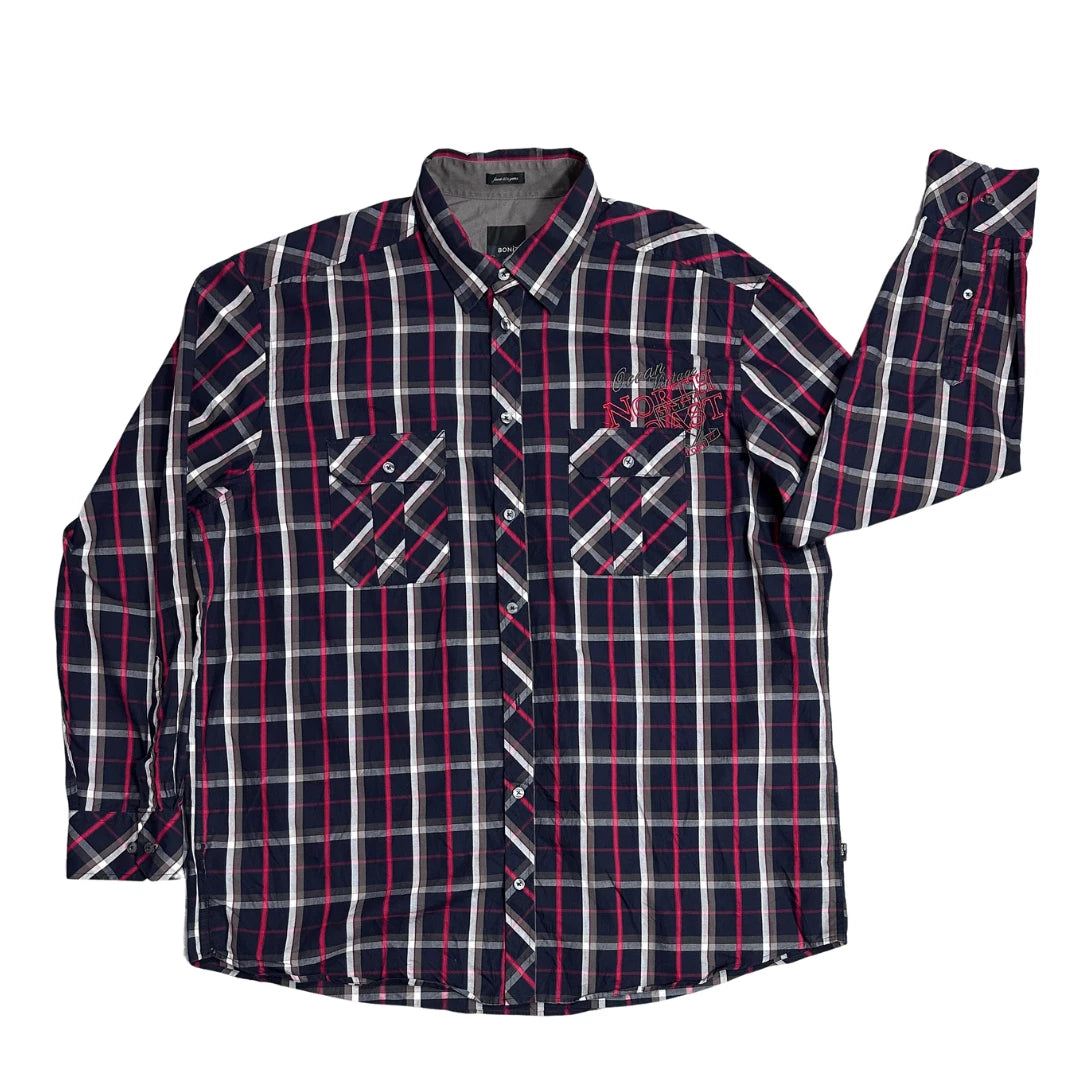 Bonita men® Navy Check Casual Shirt with Dual Pockets – XXL
