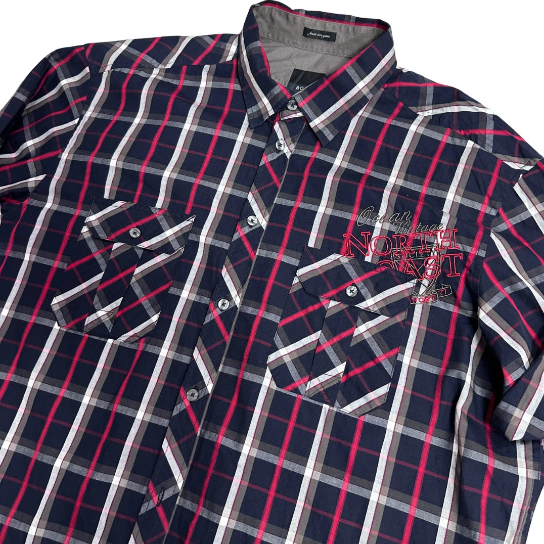 Bonita men® Navy Check Casual Shirt with Dual Pockets – XXL
