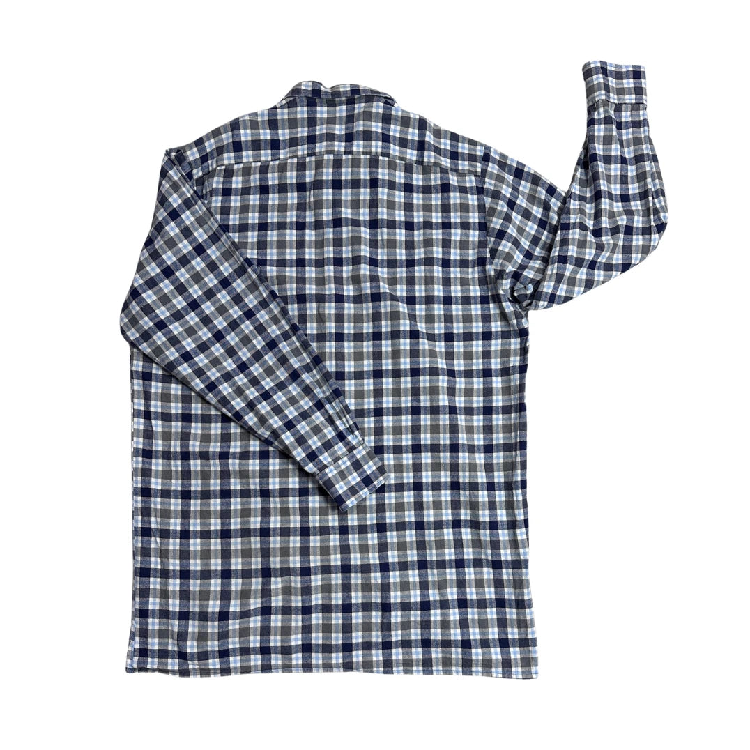 CDM® Blue Grey Plaid Button-Up Shirt 💼(XL)