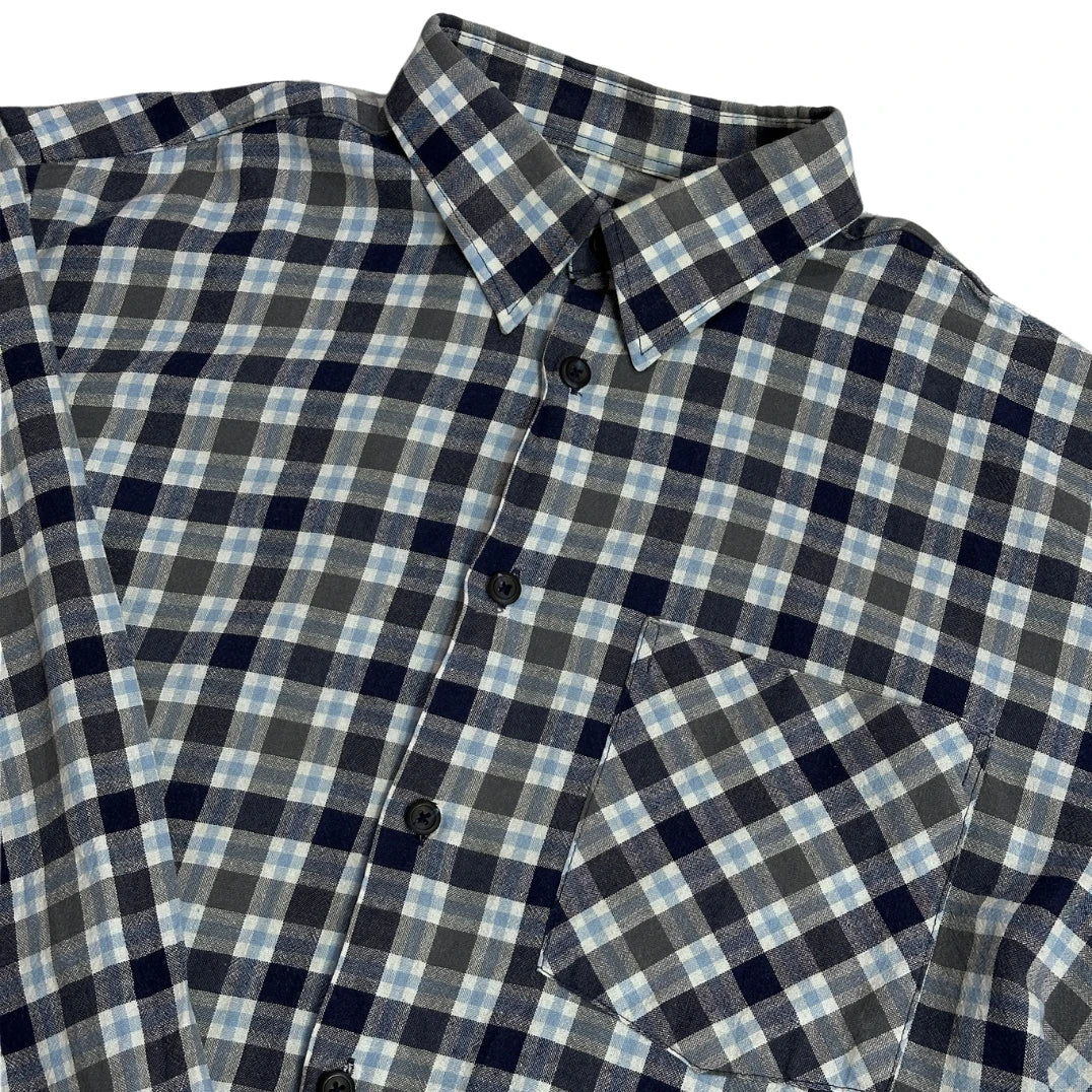 CDM® Blue Grey Plaid Button-Up Shirt 💼(XL)