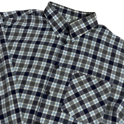 CDM® Blue Grey Plaid Button-Up Shirt 💼(XL)