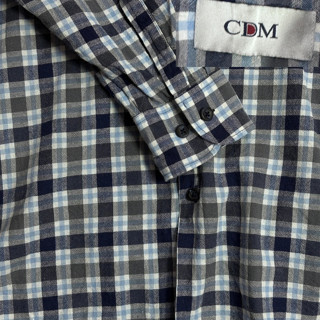 CDM® Blue Grey Plaid Button-Up Shirt 💼(XL)