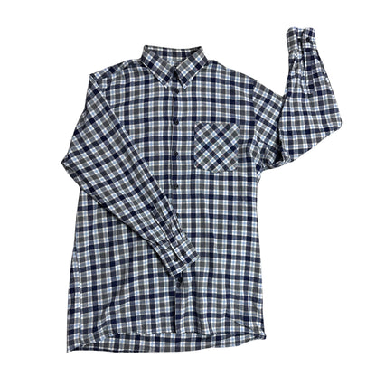 CDM® Blue Grey Plaid Button-Up Shirt 💼(XL)