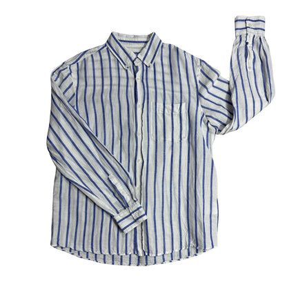 Zara® White Blue Striped Linen Shirt 🌊(XL)