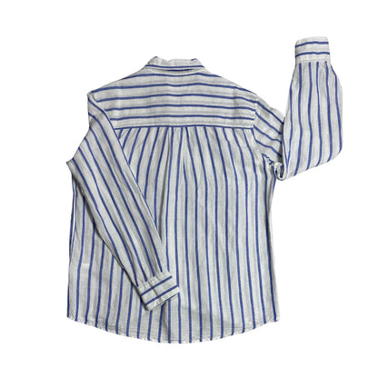 Zara® White Blue Striped Linen Shirt 🌊(XL)