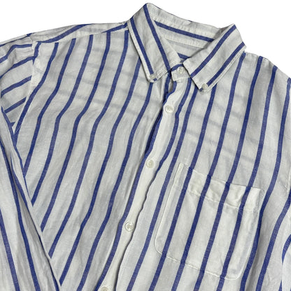 Zara® White Blue Striped Linen Shirt 🌊(XL)