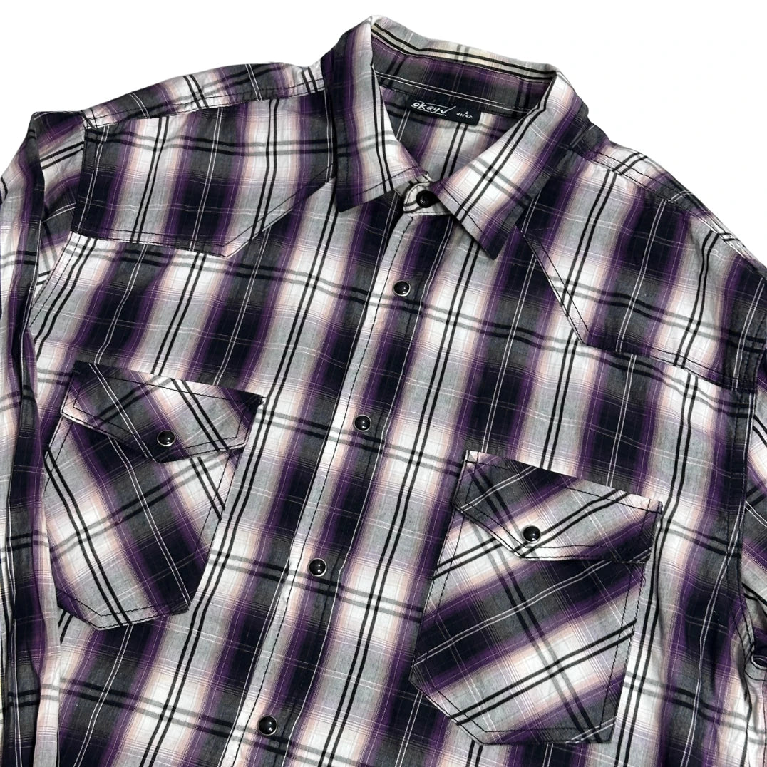 Okay® Western Snap Button Checked Shirt(L)
