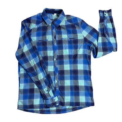 💙 Aqua Blue Plaid Casual Shirt(XL)