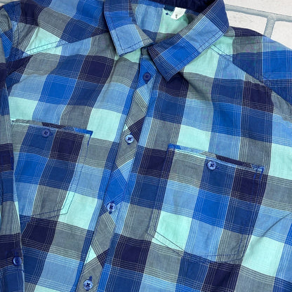 💙 Aqua Blue Plaid Casual Shirt(XL)