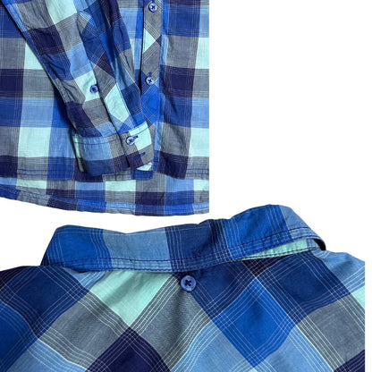 💙 Aqua Blue Plaid Casual Shirt(XL)