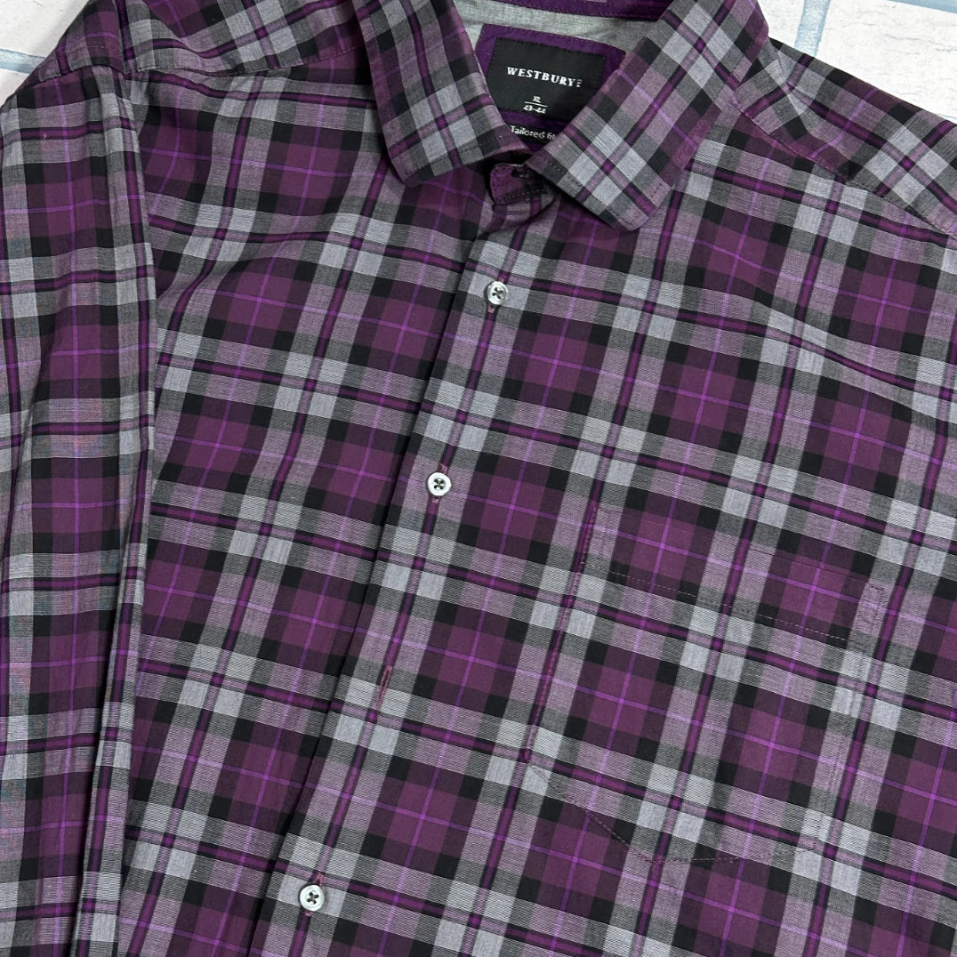 West bury® 💜 Tailored Check Formal Casual Shirt(XL)