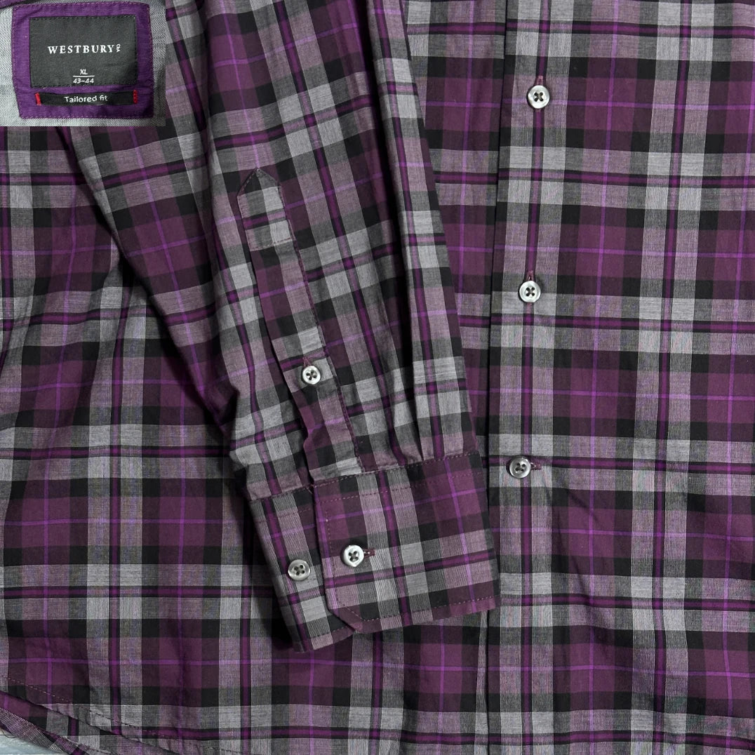 West bury® 💜 Tailored Check Formal Casual Shirt(XL)