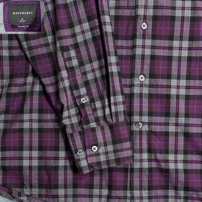 West bury® 💜 Tailored Check Formal Casual Shirt(XL)