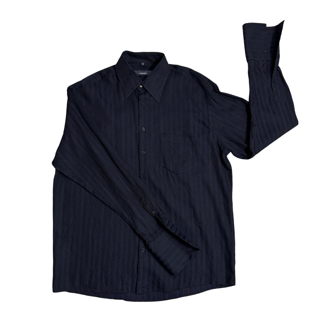 Ken Baker® Black Textured Formal Shirt(L)