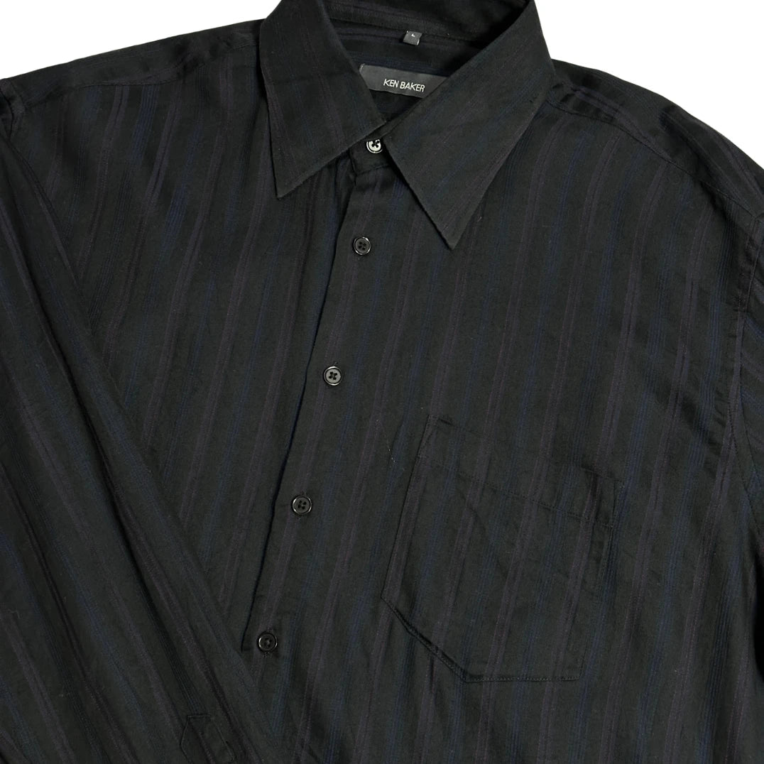 Ken Baker® Black Textured Formal Shirt(L)