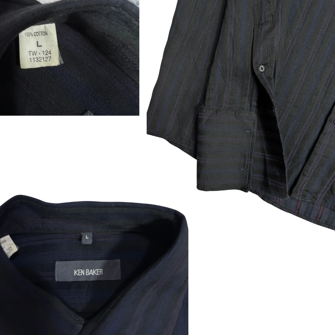 Ken Baker® Black Textured Formal Shirt(L)
