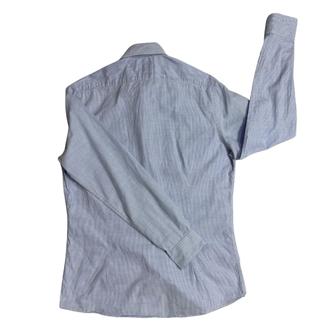 Richard James® Blue Micro Check Slim Fit Pure Cotton Formal Shirt()