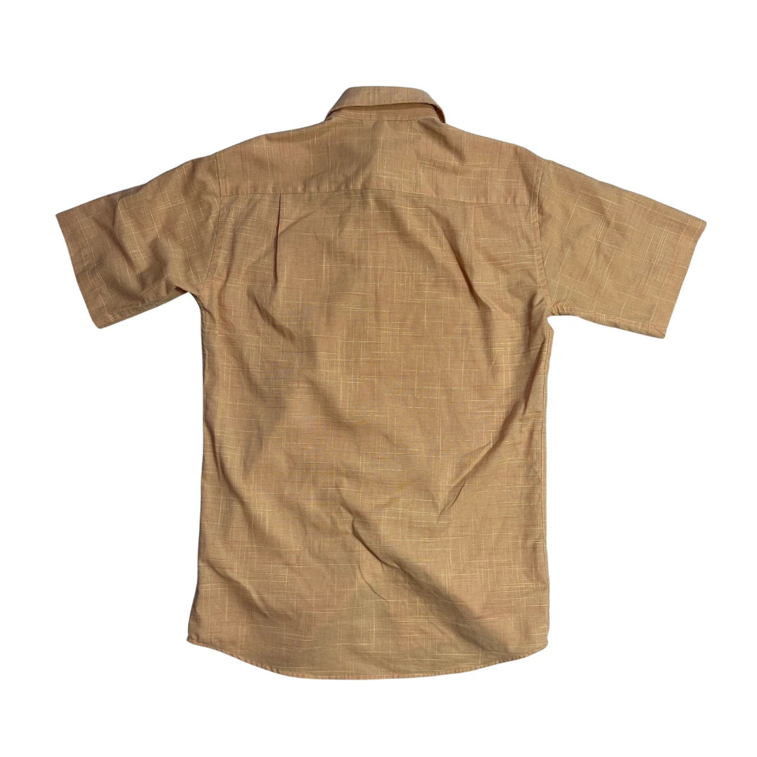 C&A® Men’s Beige Short Sleeve Easy Iron Formal Shirt with Chest Pocket(S)