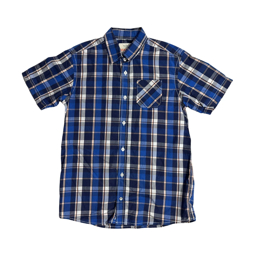 Roadsign® Australia Kids Blue Plaid Short Sleeve Casual Shirt (S)