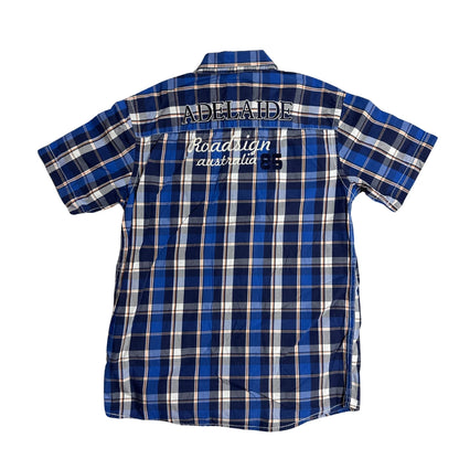 Roadsign® Australia Kids Blue Plaid Short Sleeve Casual Shirt (S)