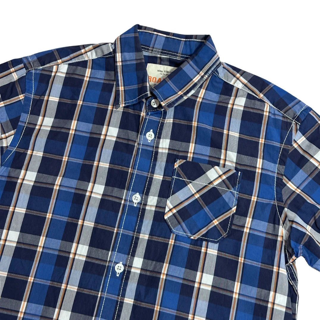 Roadsign® Australia Kids Blue Plaid Short Sleeve Casual Shirt (S)