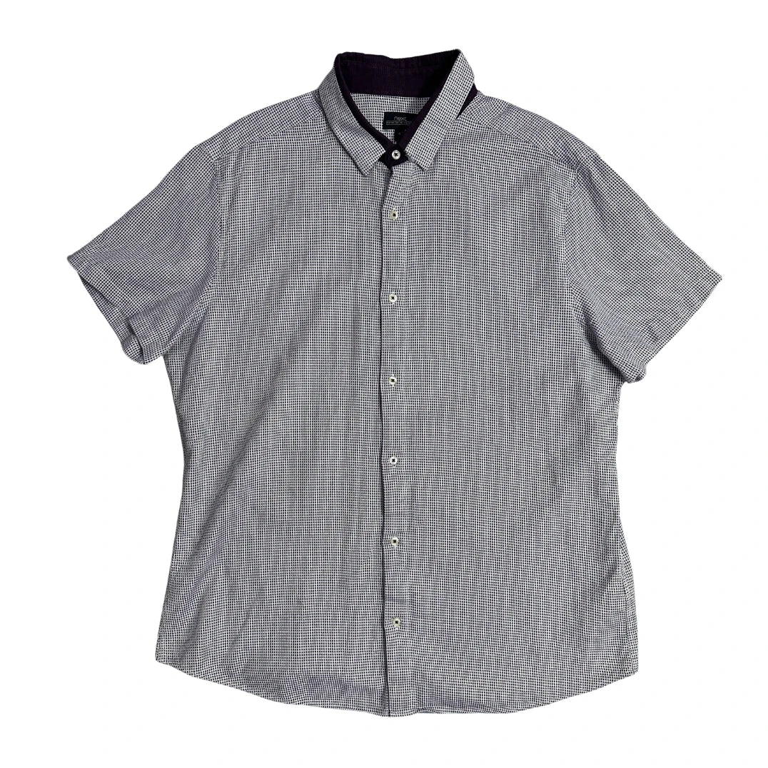 Next® Slim Fit Micro Print Short Sleeve Shirt(XL)