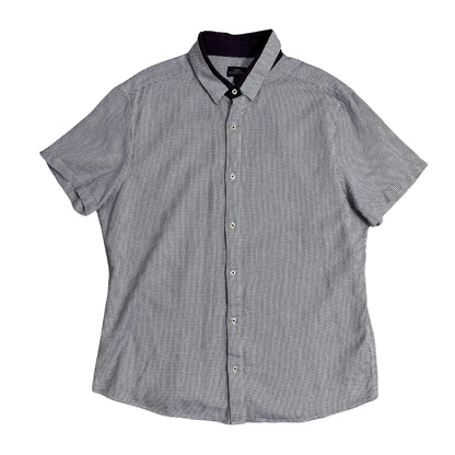Next® Slim Fit Micro Print Short Sleeve Shirt(XL)