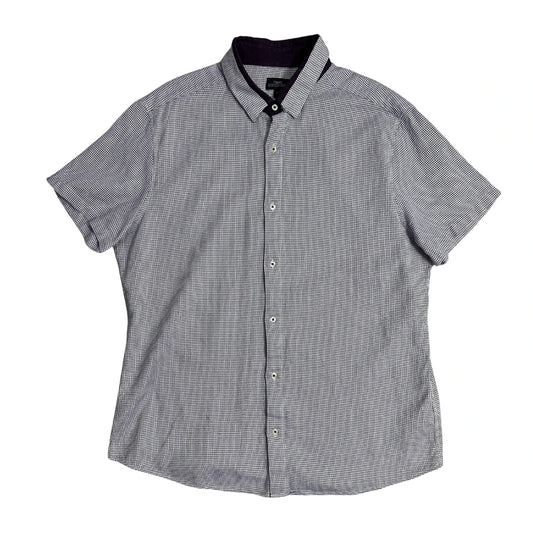 Next® Slim Fit Micro Print Short Sleeve Shirt(XL)