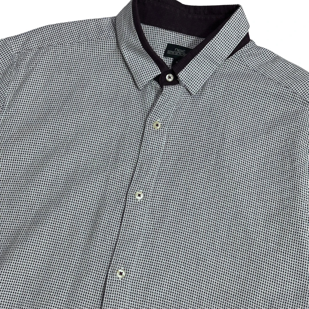 Next® Slim Fit Micro Print Short Sleeve Shirt(XL)