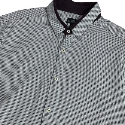 Next® Slim Fit Micro Print Short Sleeve Shirt(XL)