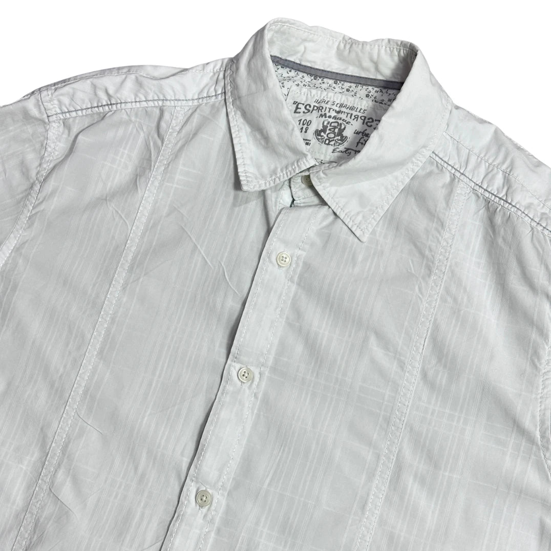 Esprit® Urban Fit White Textured Short Sleeve Shirt(XL)
