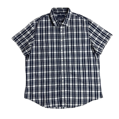 Angelo Litrico® Slim Fit Navy Check Short Sleeve Shirt(XL)